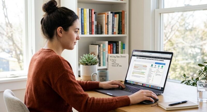 Best free apps like Grammarly — tested and ranked writing tools displayed on a laptop screen
