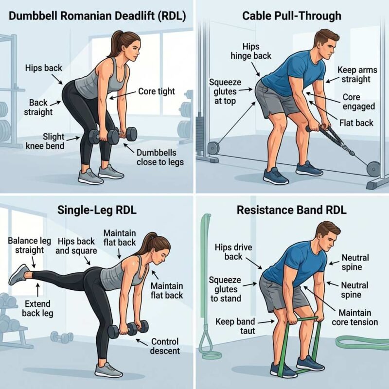 best romanian deadlift alternatives with gym equipment