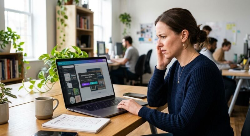 Canva error 500 server error screen showing the platform is experiencing an internal issue