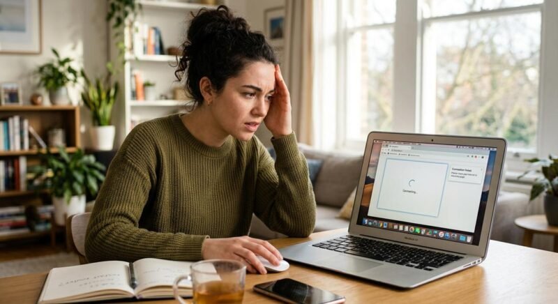 Troubleshooting guide for Chatrandom showing common error screens including camera permission denied, connection failed, and server down status indicators