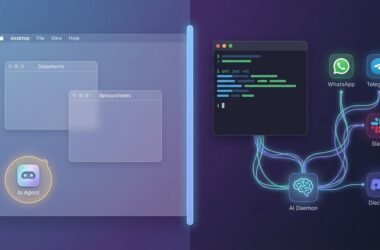 Claude Cowork vs OpenClaw comparison showing a polished desktop app on the left and an open-source terminal agent on the right