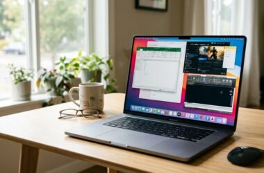 CrossOver software running a Windows application natively on a MacBook with macOS interface