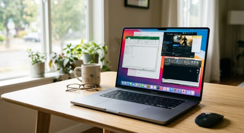 CrossOver software running a Windows application natively on a MacBook with macOS interface