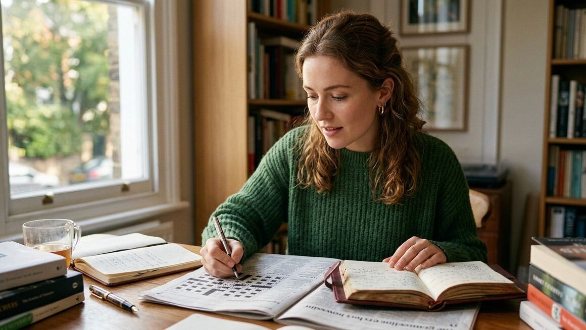 diarist looking for mr right crossword clue — Bridget Jones diary and romantic search concept