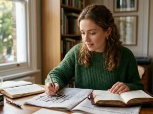 diarist looking for mr right crossword clue — Bridget Jones diary and romantic search concept
