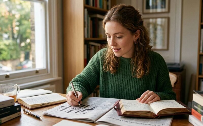 diarist looking for mr right crossword clue — Bridget Jones diary and romantic search concept