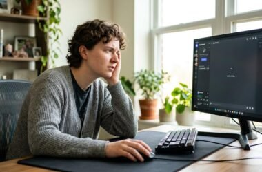 Discord voice channel frozen on the Awaiting Endpoint error message with a red warning overlay