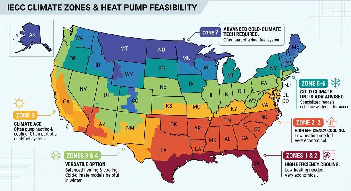 heat pumps in cold climates and by region