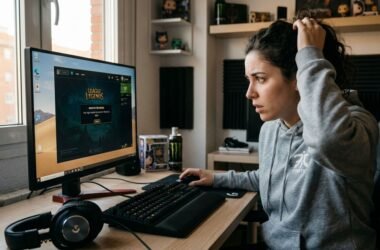 League of Legends login screen showing the unexpected error with login session message on a gaming monitor