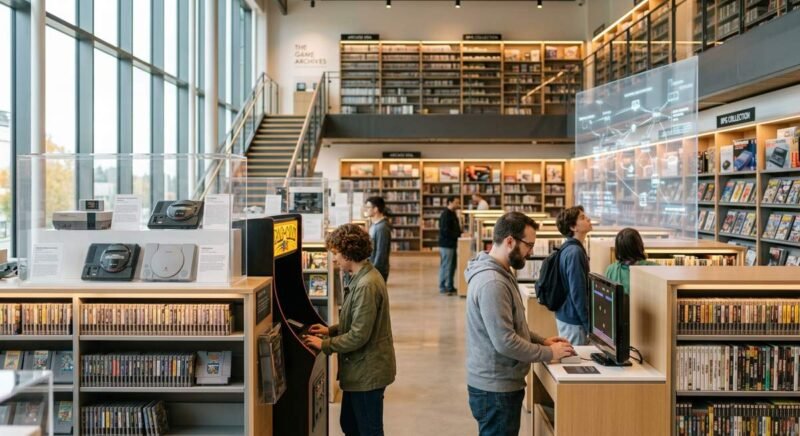 the gamearchives gameverse retro game library interface showing classic console titles organized by era and genre