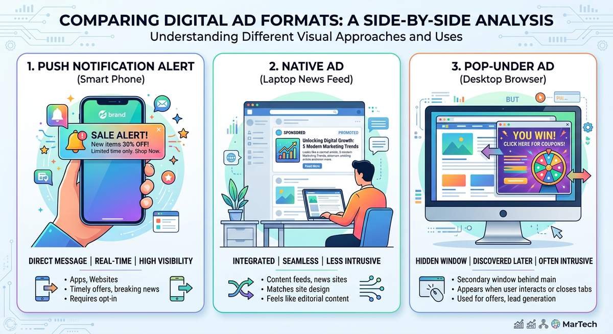 feedbuzzard ad formats push native and pop under explained