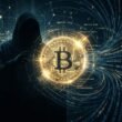 satoshi nakamoto — mysterious Bitcoin creator represented by abstract cryptographic digital symbol with blockchain nodes